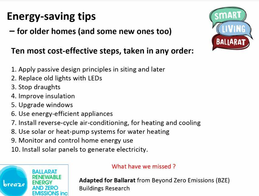 A slide presented at the Smart Living Ballarat talk. Picture: BREAZE