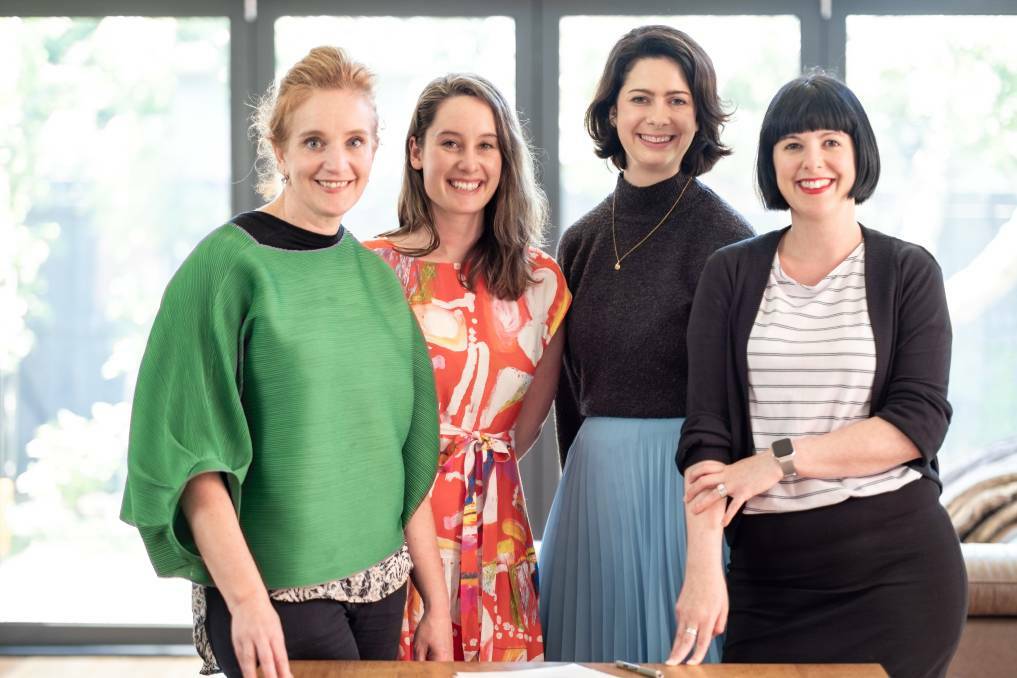 CULTURE CHANGE: Lacey and Co team members Elizabeth Lacey, Morgan Forster, Eve Phyland and Janelle Ryan together before COVID-19. 