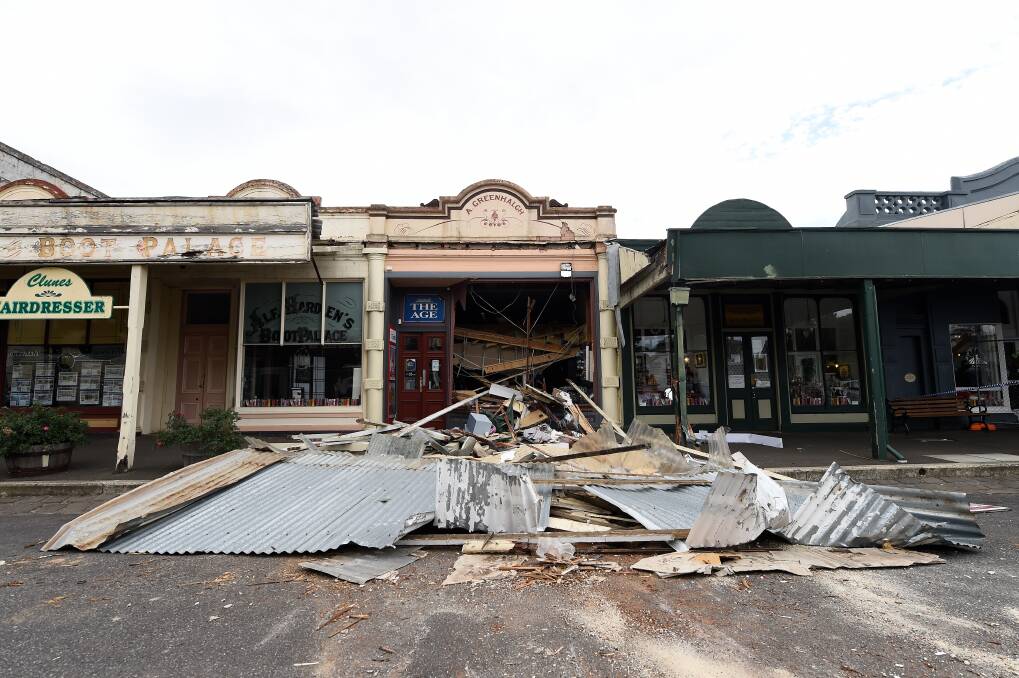DESTROYED: Grant Nalder and Martin Locandro caused significant damage to the historic Clunes Newsagency building when they attempted to rip out an ATM. Pictures: Adam Trafford 
