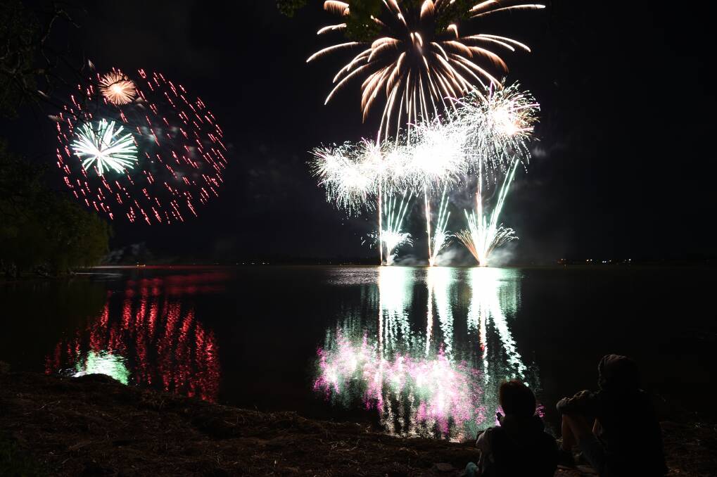 MESMERIZED: The 12 minute fireworks display at Lake Wendouree excited thousands of families on Sunday. Pictures: Kate Healy 