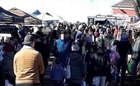 One of the images that sparked social distancing concerns at the Daylesford Sunday Market on June 28. 