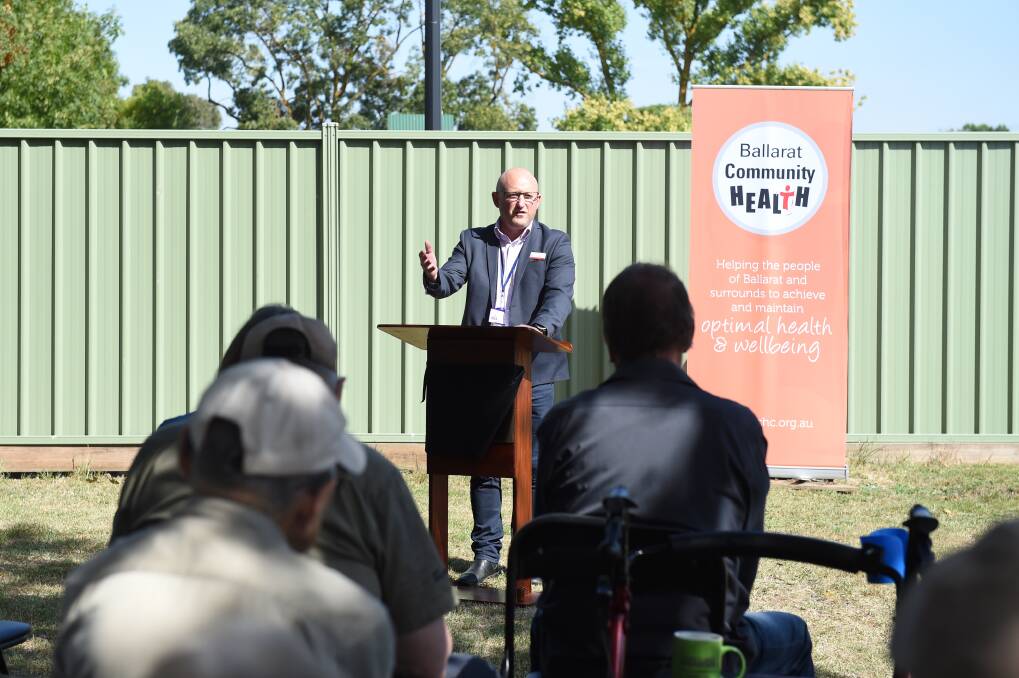 WELCOME: Ballarat Community Health chief executive Sean Duffy welcomed visitors to the new Sebastopol Men's Shed for the official opening on Friday. 
