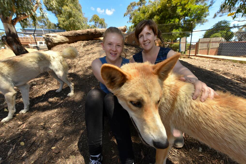Chelsea and Julie Gittins at the Ballarat Wildlife Park for last year's Ballarat Legacy camp. Picture: Lachlan Bence 
