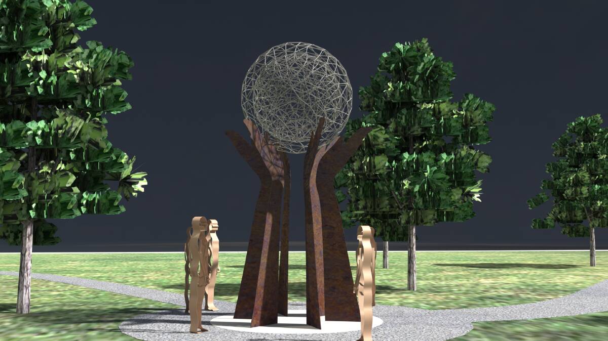 The giant kinetic sculpture titled 'Cradle' is designed by world-renowned kinetic artist Alex Sanson is envisioned as the beginning of the sculpture park. Picture: Rainbow Arts and Culture Foundation 