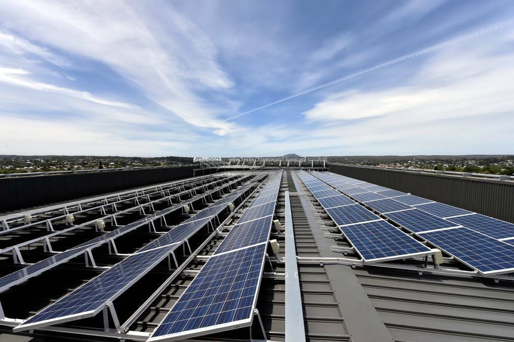  Solar panels on the roof of Ballarat Regional Integrated Cancer Centre. 