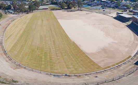 WORKS IN PROGRESS: Looking back at the works underway at Marty Busch Reserve in December 2016. Picture: Skyline Drone Imaging