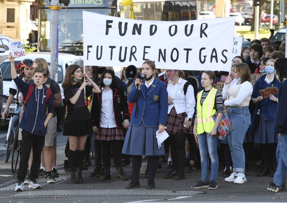 UNITED CALL: Students join the School Strike For Climate in Ballarat on Friday. Pictures: Lachlan Bence 