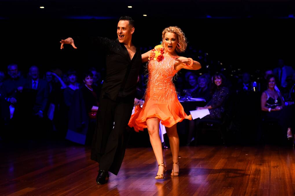 IN THE SPOTLIGHT: Liana Skewes and Adrian Misseri dance the Samba. The couple placed second in the judges awards. Pictures: Adam Trafford
