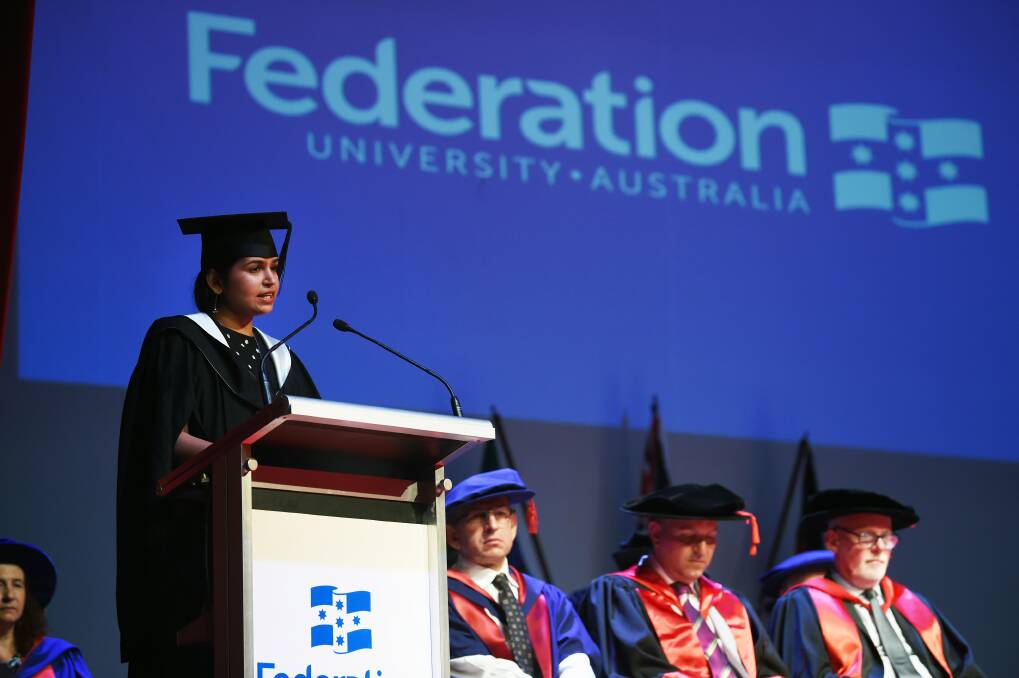 GRADUATE: Federation University Graduate speaker Priyanka Kumari. Picture: Kate Healy 