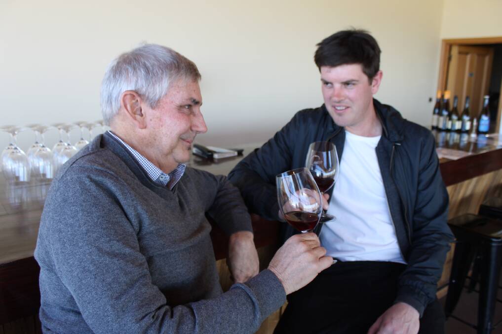 FATHER AND SON: Owen Latta has taken the wine making reins from his father Norman, who originally planted the vineyard in 1983. Picture: Rochelle Kirkham 
