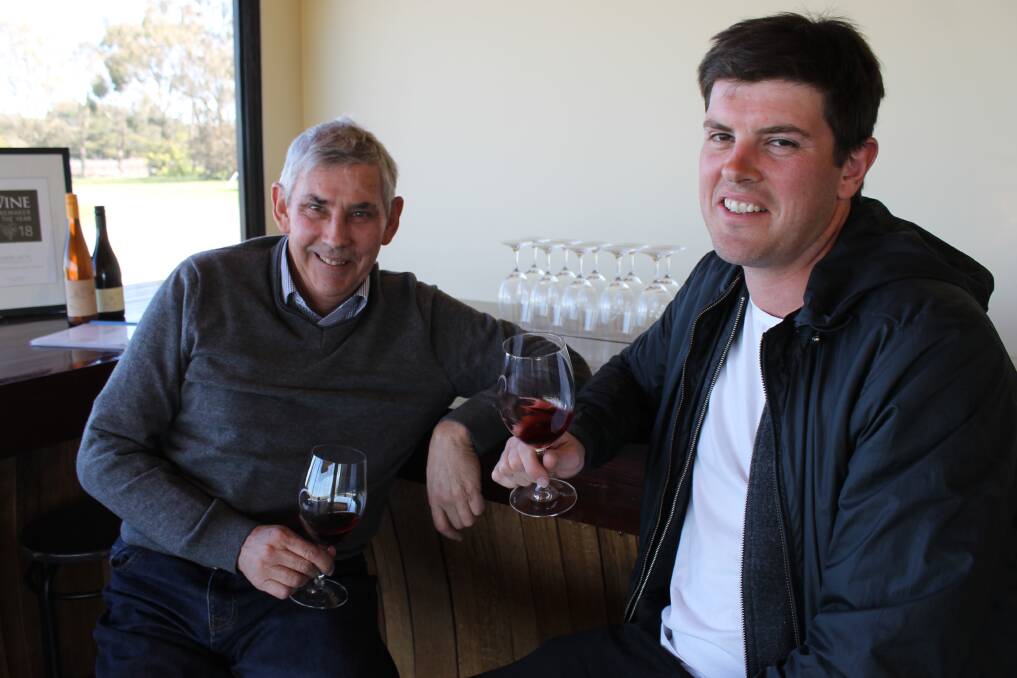 FATHER AND SON: Owen Latta has taken the wine making reins from his father Norman, who originally planted the vineyard in 1983. Picture; Rochelle Kirkham 