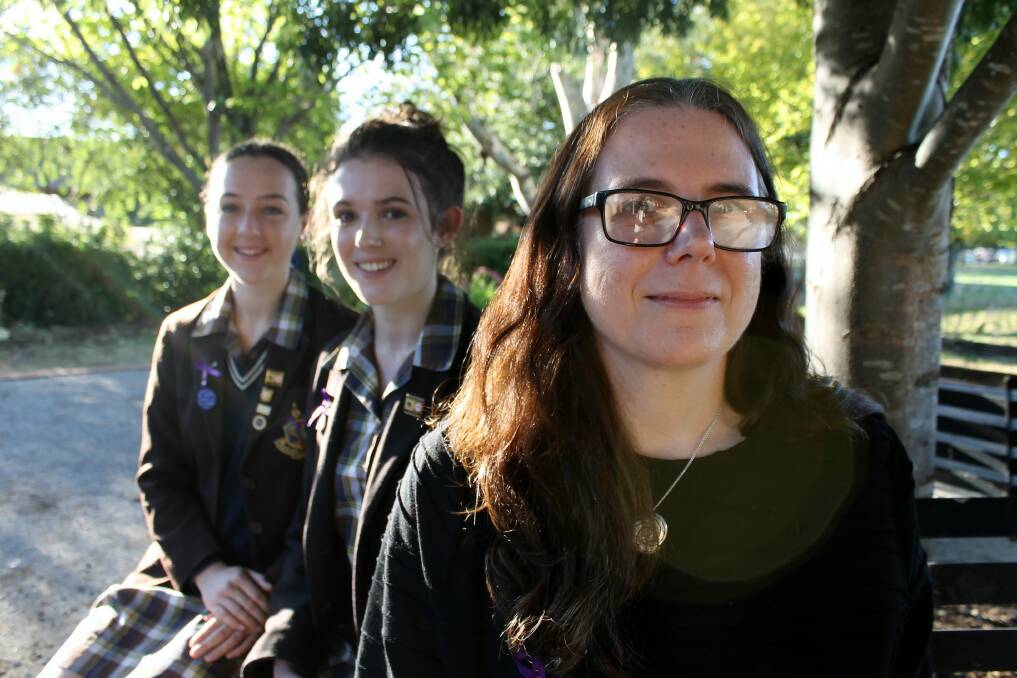 STARS: Astrophysict Virginia Kilborn visited Ballarat Grammar for International Womens Day to inspire girls like year 12 students Alexandra Tatham and Molly Esmonde. Picture: Rochelle Kirkham 