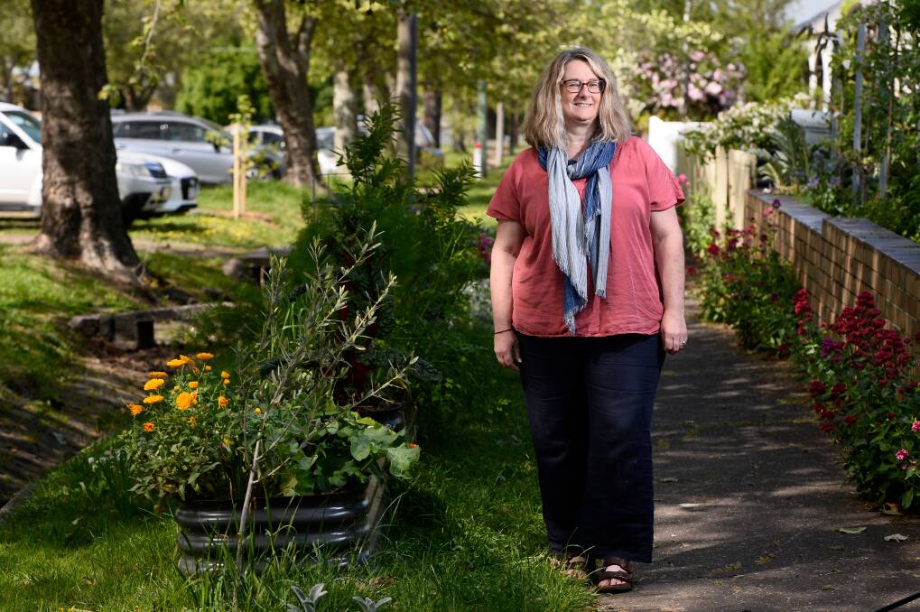ON THE VERGE: Ballarat Central resident Amanda Collins and her family have created a vegetable garden on the nature strip of their Errard Street South house. Pictures: Adam Trafford