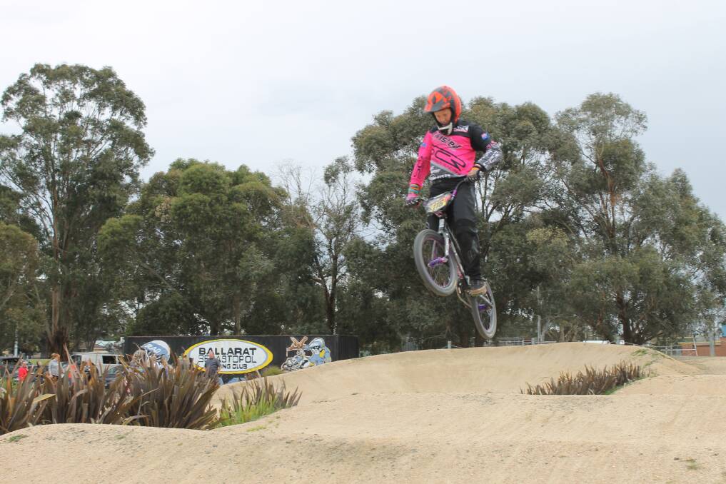 AIR TIME: Riders of all ages take to the BMX track at Marty Busch Reserve, from two-years-old up.  The new surface will make it safer for all riders. Picture: Rochelle Kirkham 