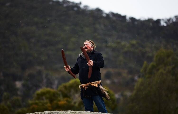 STRONG VOICE: Barry Gilson at Big Rock You Yangs calling to all Country at Mountain to Mouth. Picture: Ed Sloane Photography 