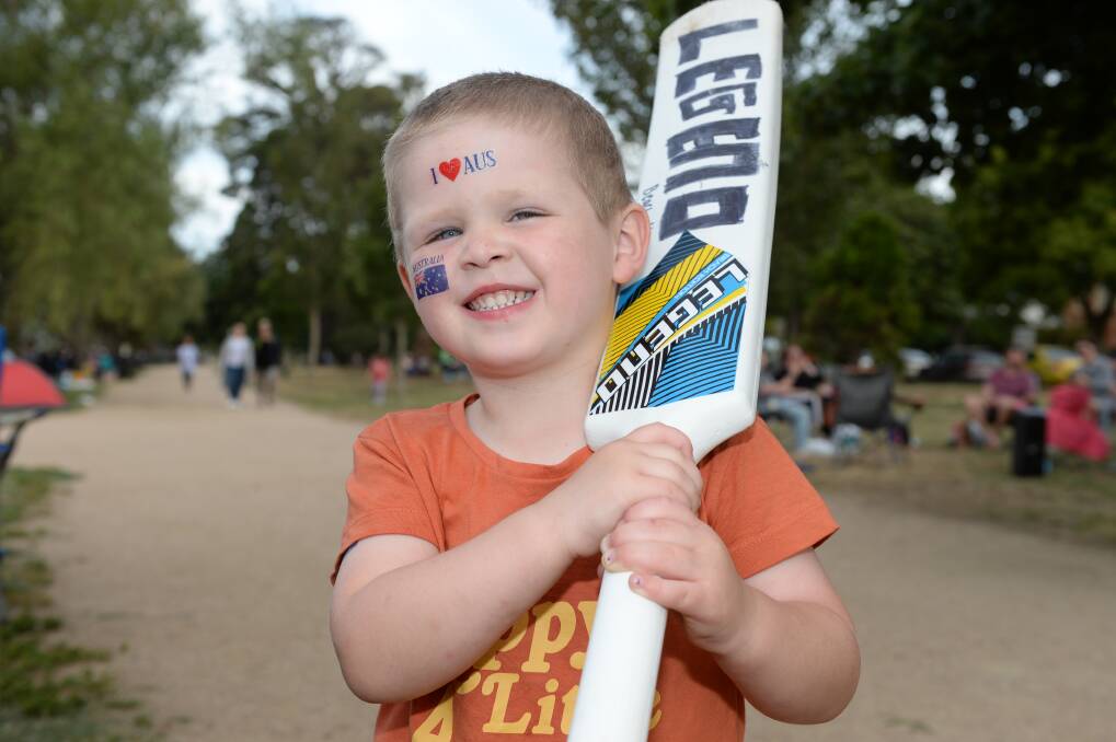 FUN: Logan Nichols, 3, enjoys time playing with his family before the fireworks at Lake Wendouree. Picture: Kate Healy 