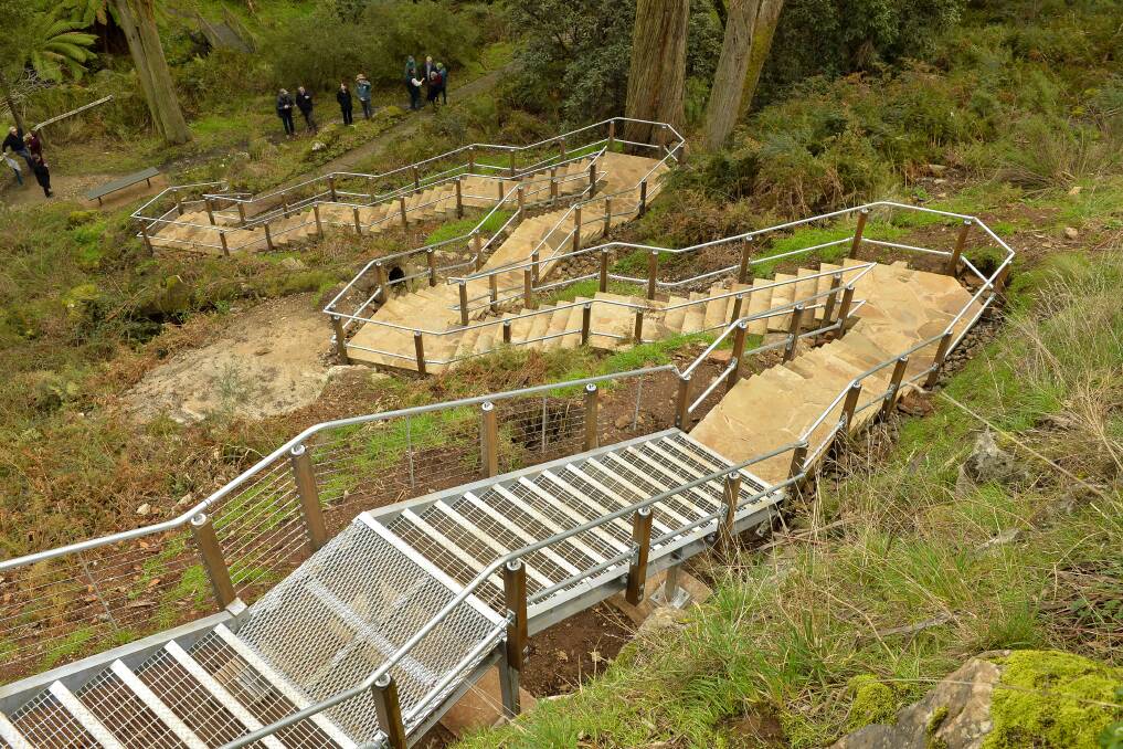 EASY ACCESS: The new staircase was designed to provide easy access to the base of the falls as well as wheelchair access to the first viewing platform. Picture: Dylan Burns. 