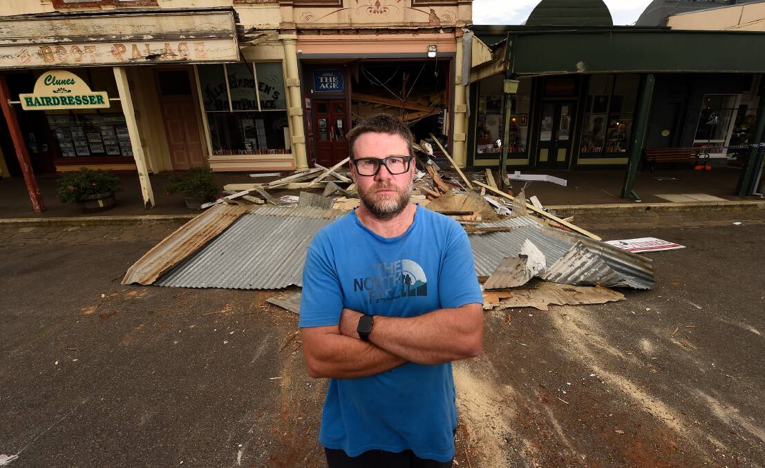 DEVASTATED: Clunes Newsagency co-owner Craig Drewer stands in front of the mess left from the overnight ATM robbery on March 3, 2019. 