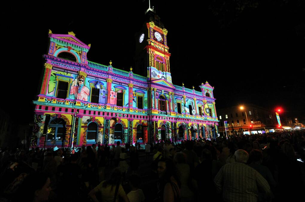 FAVOURITE: The projection on the Town Hall proved popular. Picture: Lachlan Bence 