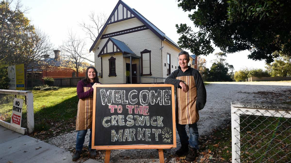 OPEN FOR BUSINESS: Creswick Market organisers Chrissy Austin and Tim Drylie. Picture: Adam Trafford.

