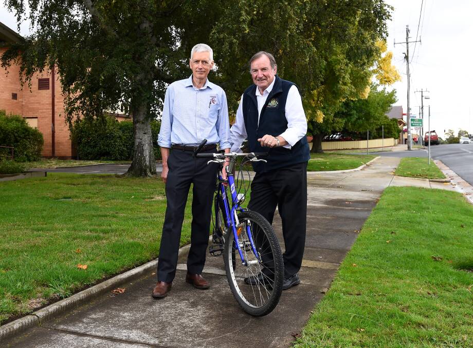 Pyrenees Shire Council economic development and tourism manager Ray Davies and mayor Ron Eason think cycling could be a tourism drawcard. Picture: Adam Trafford 