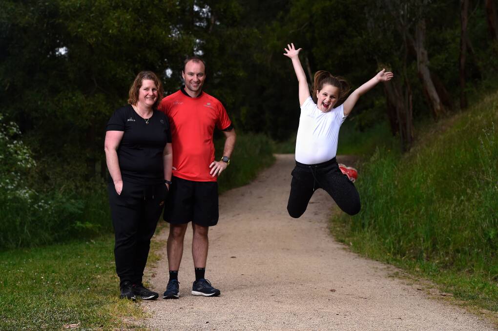EXCITING: Wallaby Track parkrun event directors Laurinda and Aaron Coulter and daughter Lucy are ready to launch the event on December 28. Picture: Adam Trafford.