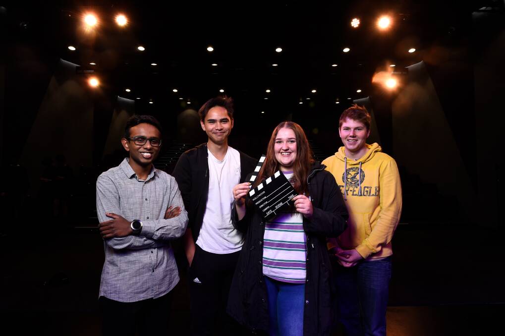 ROLLING: Sharon George, Sean Creasey, Kellie Monger and Anakin Steel showcased their films at the short film festival. Picture: Adam Trafford 