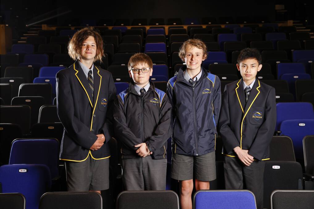 CREATING CONNECTIONS: Mount Rowan Secondary College students Riley Green, Alex Bedford, Brayden Musgrove and Paolo Tolentino. Picture: Luke Hemer.