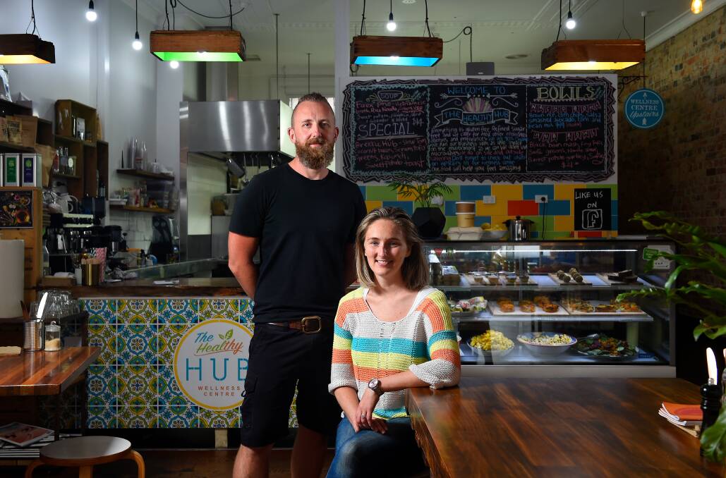 WASTE REDUCTION: Owners of The Healthy Hub Cafe & Wellness Centre Luke and Stacey Gibson are setting an example to hospitality businesses as to how they can reduce their waste. Picture: Adam Trafford 