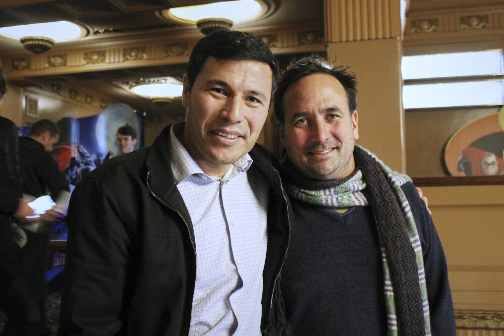 STORYTELLERS: The Staging Post film makers Jolyon Roff and Muzafar Ali at Regent Cinemas in Ballarat for the Refugee Week screening. Picture: Rochelle Kirkham 