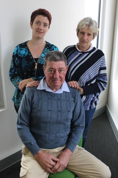 TOGETHER: Greg Hughes has been supported by his daughter Bernadette and wife Anne during his journey battling rare myasthenia gravis. Picture: Rochelle Kirkham 