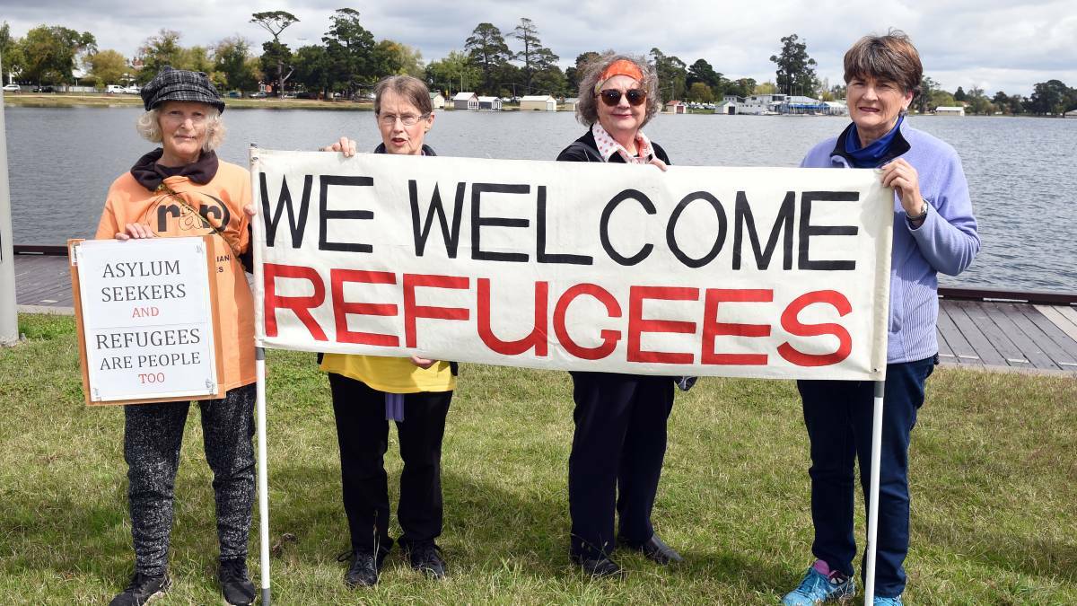 BACK YOUR NEIGHBOURS: Ballarat Rural Australians for Refugees show their welcome for refugees and asylum seekers in Ballarat during a rally last year. Picture: Kate Healy

