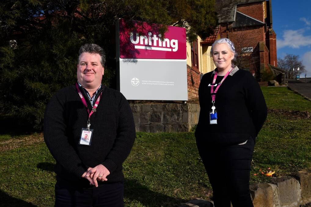 SUPPORT: Uniting Ballarat acting coordinator of housing and homelessness Adam Liversage with acting co-ordinator of Street 2 Home Stacey Park. Picture: Adam Trafford 