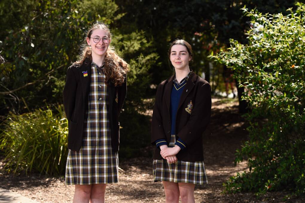 Ballarat Grammar Year 9 students Holly and Amy are creating a program to help people follow their passions. Picture: Adam Trafford 