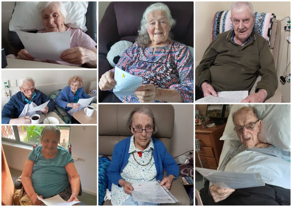 Residents at PS Hobson read their letters from Ballarat Grammar students. 