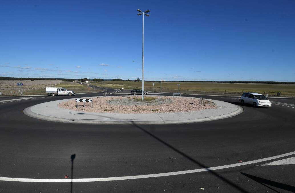 SAFETY MOVE: The roundabout at the Ballarat-Carngham Road and Haddon-Windermere Road intersection. Picture: Lachlan Bence 