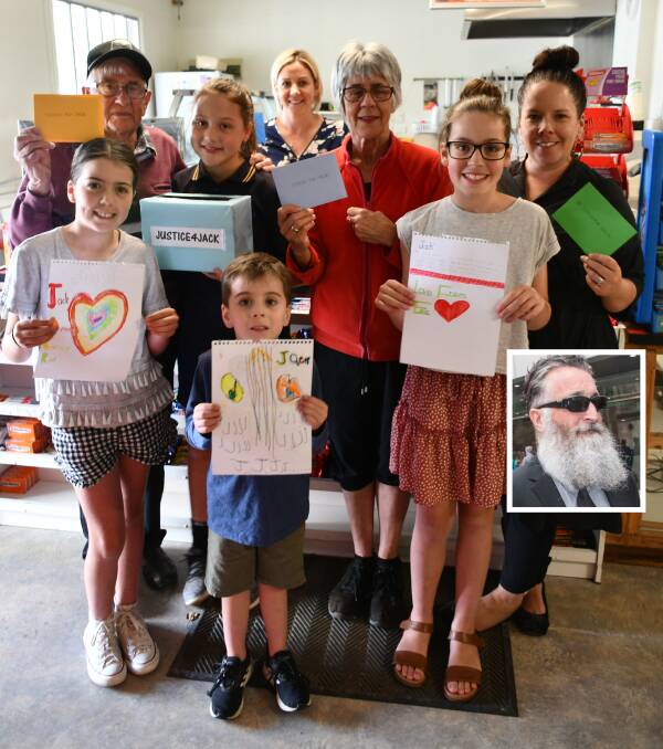 COME HOME: Jailed Gold Bus driver Jack Aston's family Max, Ava, 11, Nicole, Debbie, Jayne, Annie, 10, Ned, 5, and Edie, 12 have been writing letters to him in jail. Picture: Rochelle Kirkham 