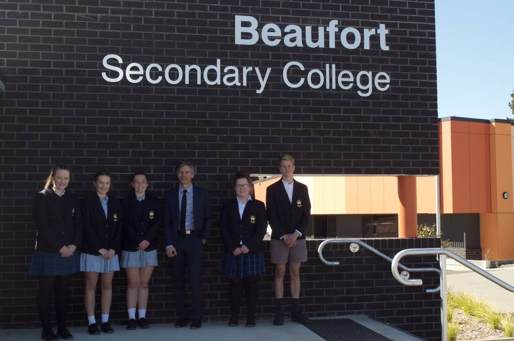 Beaufort Secondary College students with principal Karl Schier. Pictures: Danielle Jones
