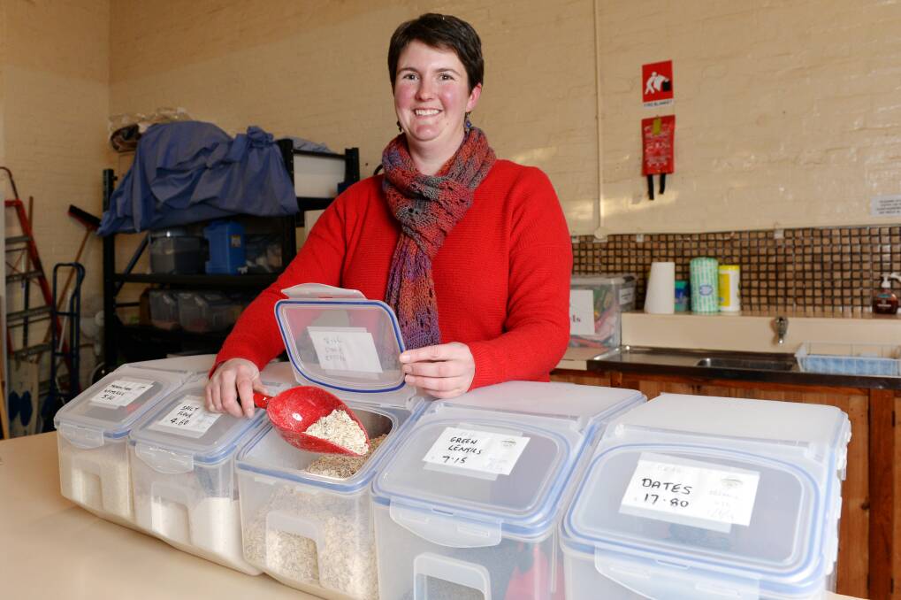 PLASTIC FREE: Buninyong Community Collective committee member Kristy Gainger is thankful to the City of Ballarat for a grant that will help the group expand its range. Picture: Kate Healy 