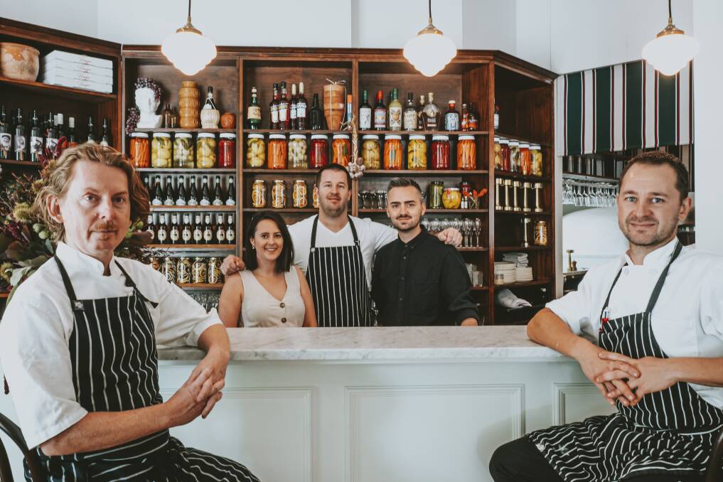 BEPPE: Chef Cameron Roche, co-owners Samantha Mackley, Michael Chapman, Liam Thornycroft, chef Giovanni Da Rin Betta. Picture: Inkd Fotogrfa