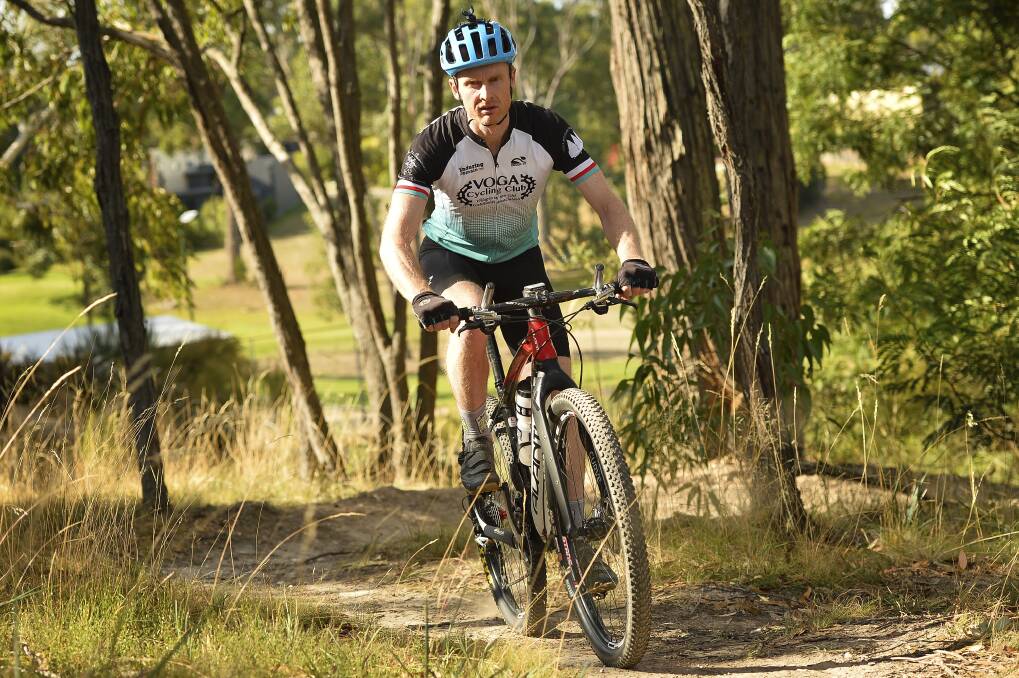 VOGA Cycling Club member Matt Turner rides existing mountain bike trails at Creswick. Picture: Dylan Burns 