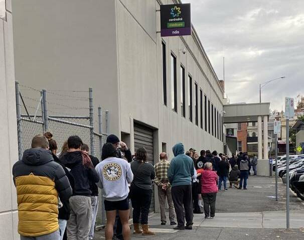 SUPPORT: People queued outside Centrelink in March when the first set of COVID-19 restrictions were imposed. Picture: Hayley Elg 