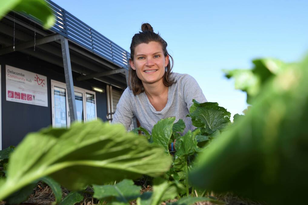 FRESH AND GREEN: YMCA Ballarat health promotions officer Georgia Savage is excited to work on the expansion of the community garden, to supply more fresh food for all. The garden will expand from six to 18 beds with the support of a community grant. Picture: Lachlan Bence
