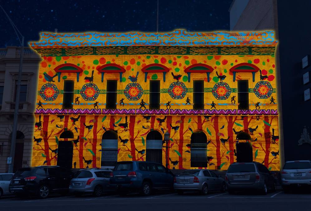 BIG AUDIENCE: Pitcha Makin Fellas art has been projected at White Night Ballarat, two White Night Melbourne events and a similar event in Portugal. 
