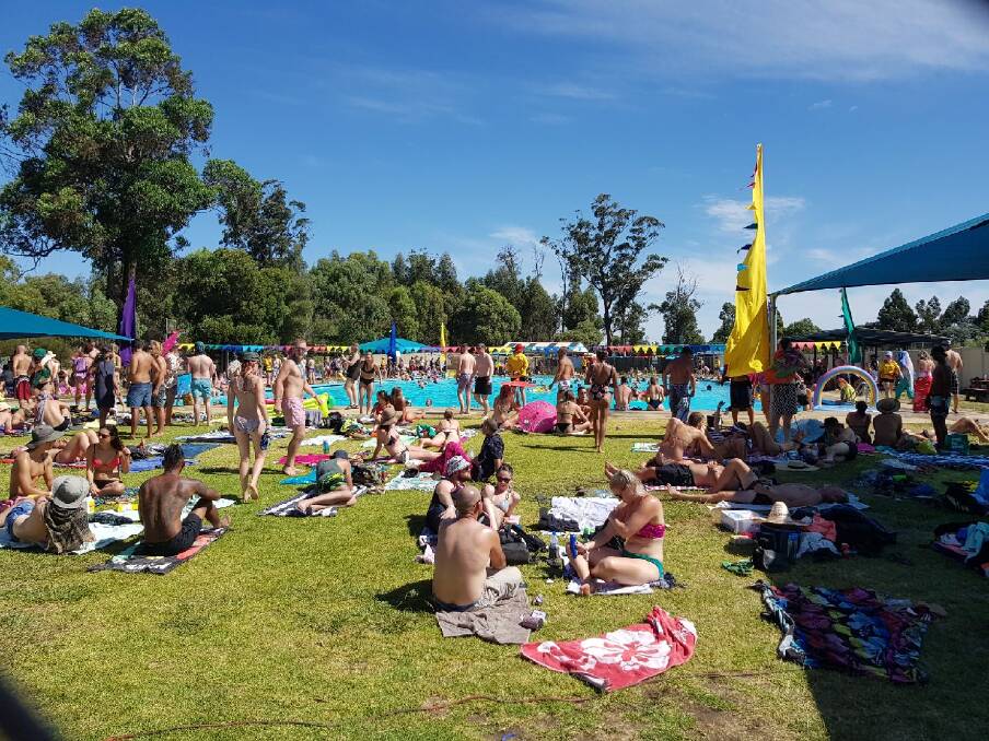 Beaufort Pool during the Australia Day weekend when it is packed with Rainbow Serpent festival-goers. 