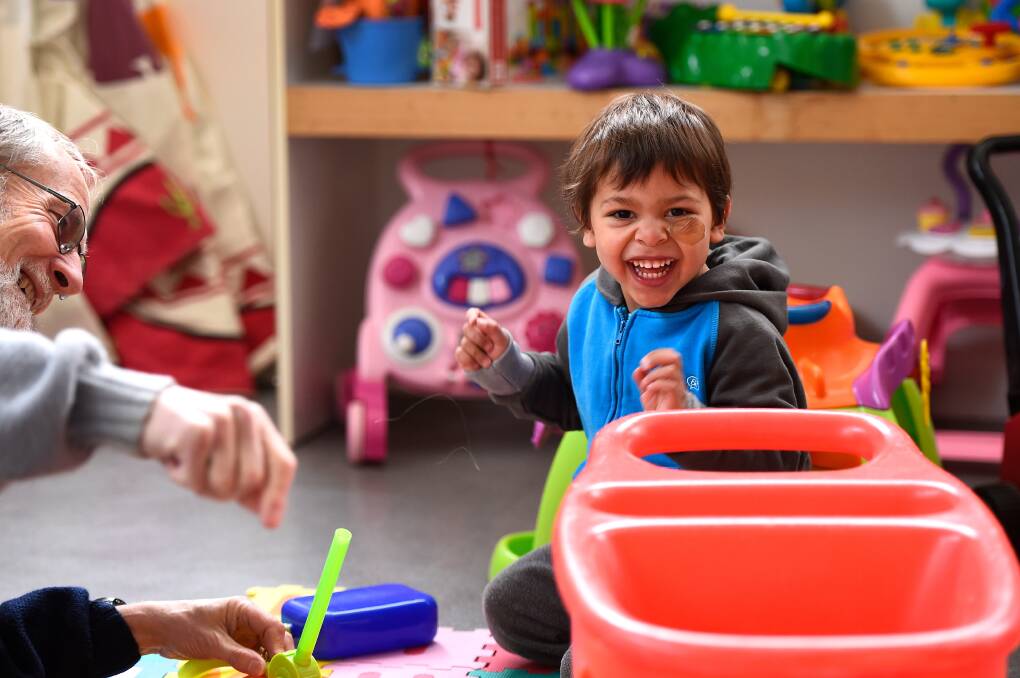 FUN: 3-year-old Gabriel Allen plays at the Ballarat Toy Library on its launch day at Barkly Square. Pictures: Adam Trafford