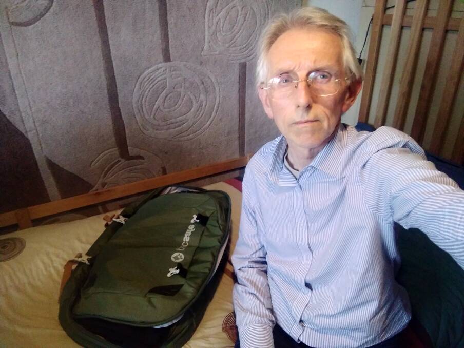 STUCK: Ballarat resident Allan Meers has been living out of an airline carry on pack for 10 weeks, after becoming stranded in New South Wales. Picture: supplied 