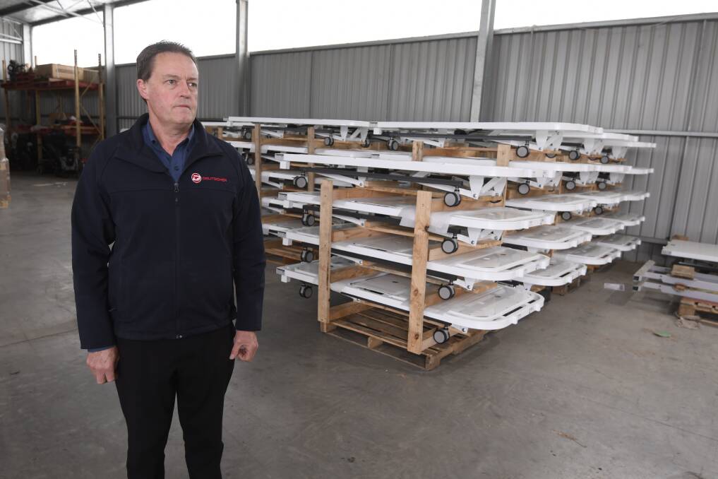 MEETING DEMAND: Deutscher Healthcare general manager Laurie Treadwell is leading his business in a high production time to supply extra beds to hospitals in response to the coronavirus. Picture: Lachlan Bence 