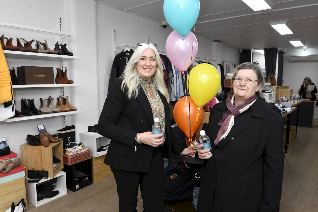 DIGNITY: Nicole Roberts and Mary Brierley celebrated the official launch of Cafs' Thread Together store on Thursday. Picture: Lachlan Bence 
