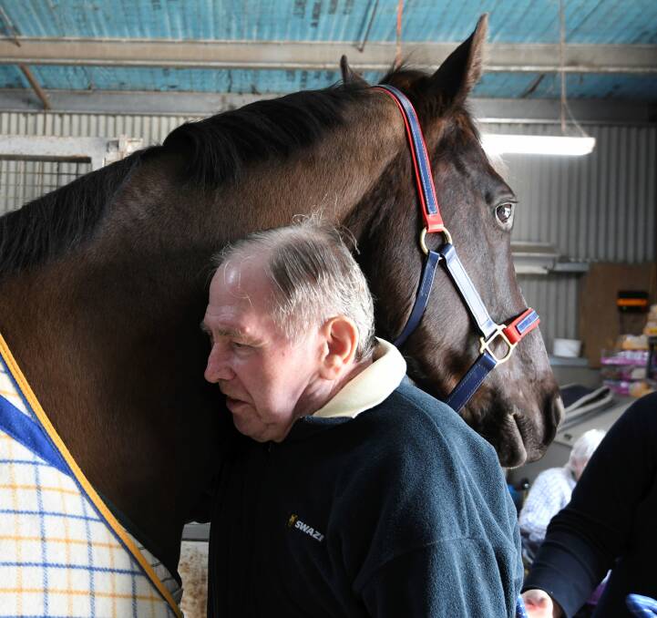 CONNECTION: Frank Radke was one of Beuafort and Skipton health services aged care residents who visited a property in Invermay. Picture: Lachlan Bence 
